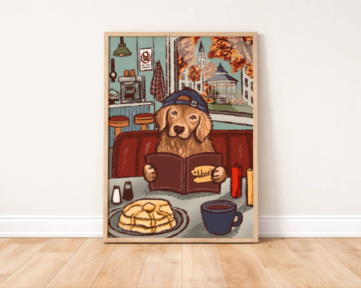 'Woof's Diner' Luke Pup Gilmore Girls A4 Print