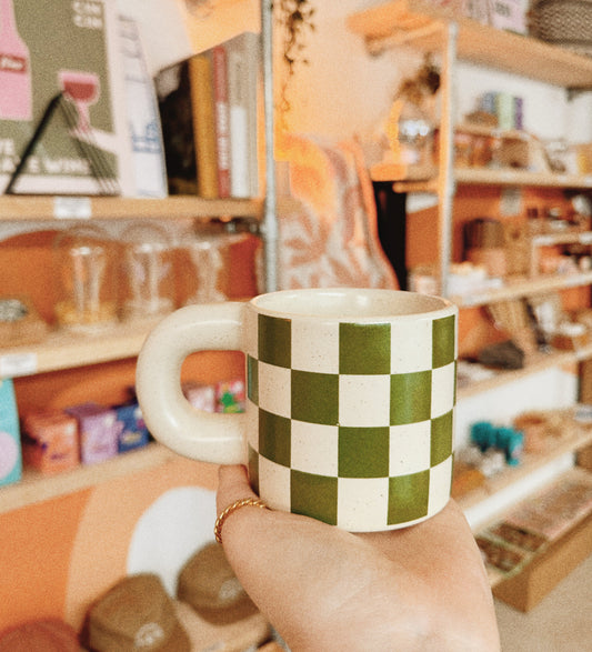 Cleo Green Checkered Chunky Mug