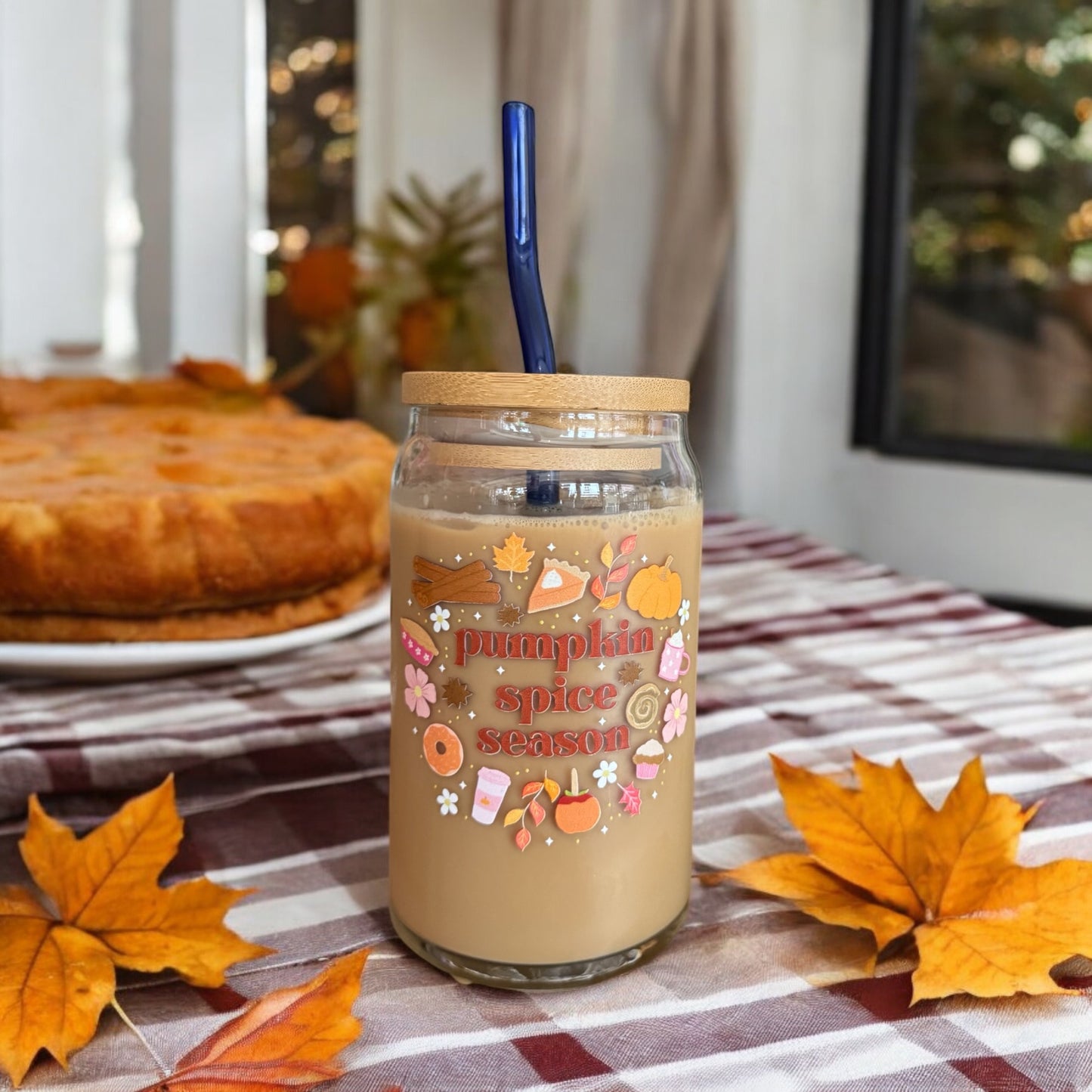 Pumpkin Spice Season Iced Coffee Glass 16oz