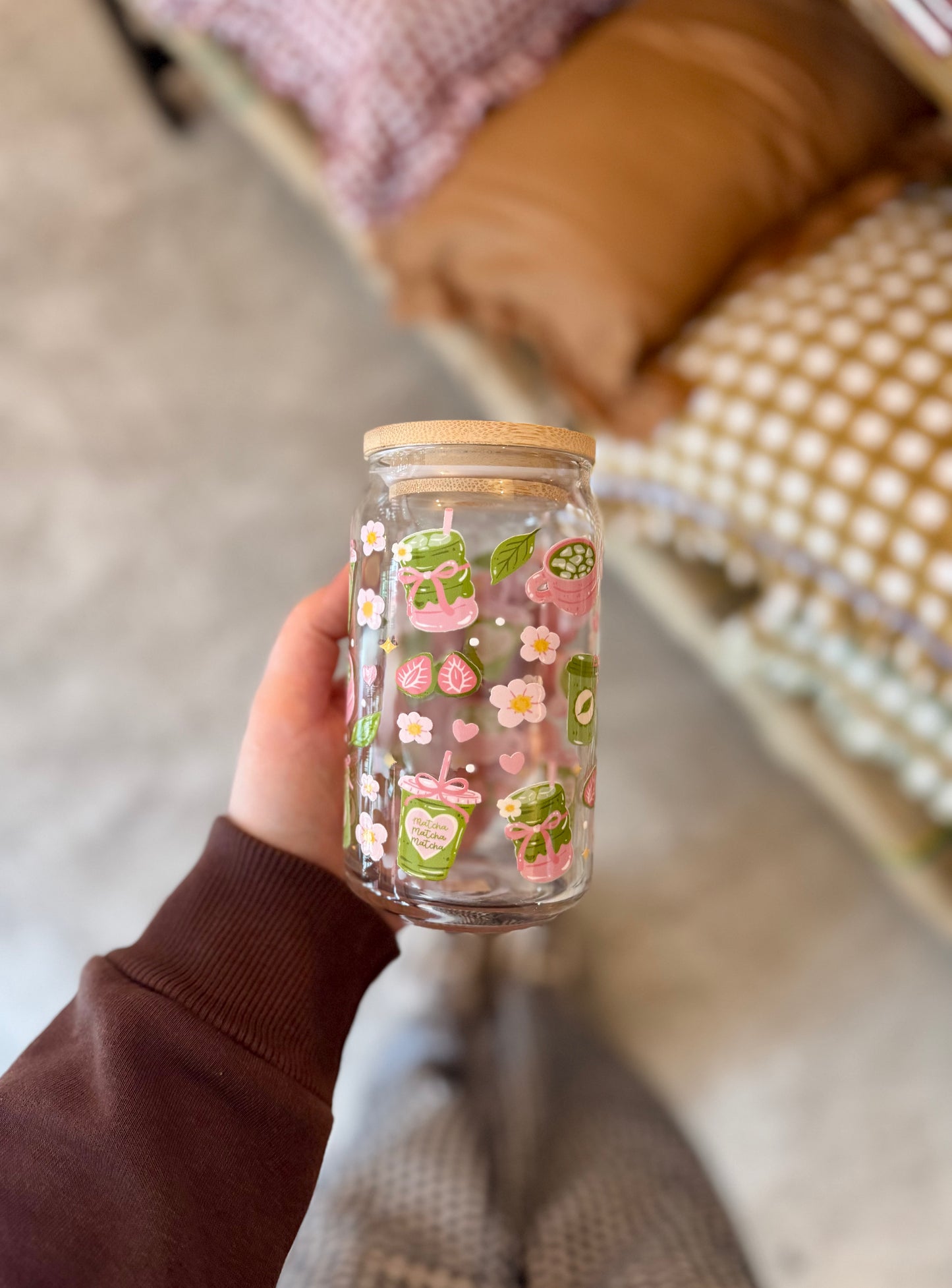 Matcha Coquette Iced Coffee Glass 16oz