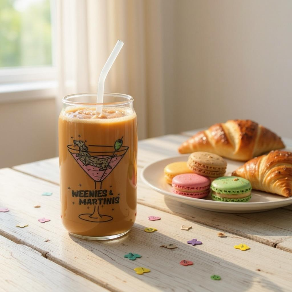 Weenies & Martinis Iced Coffee Glass 16oz