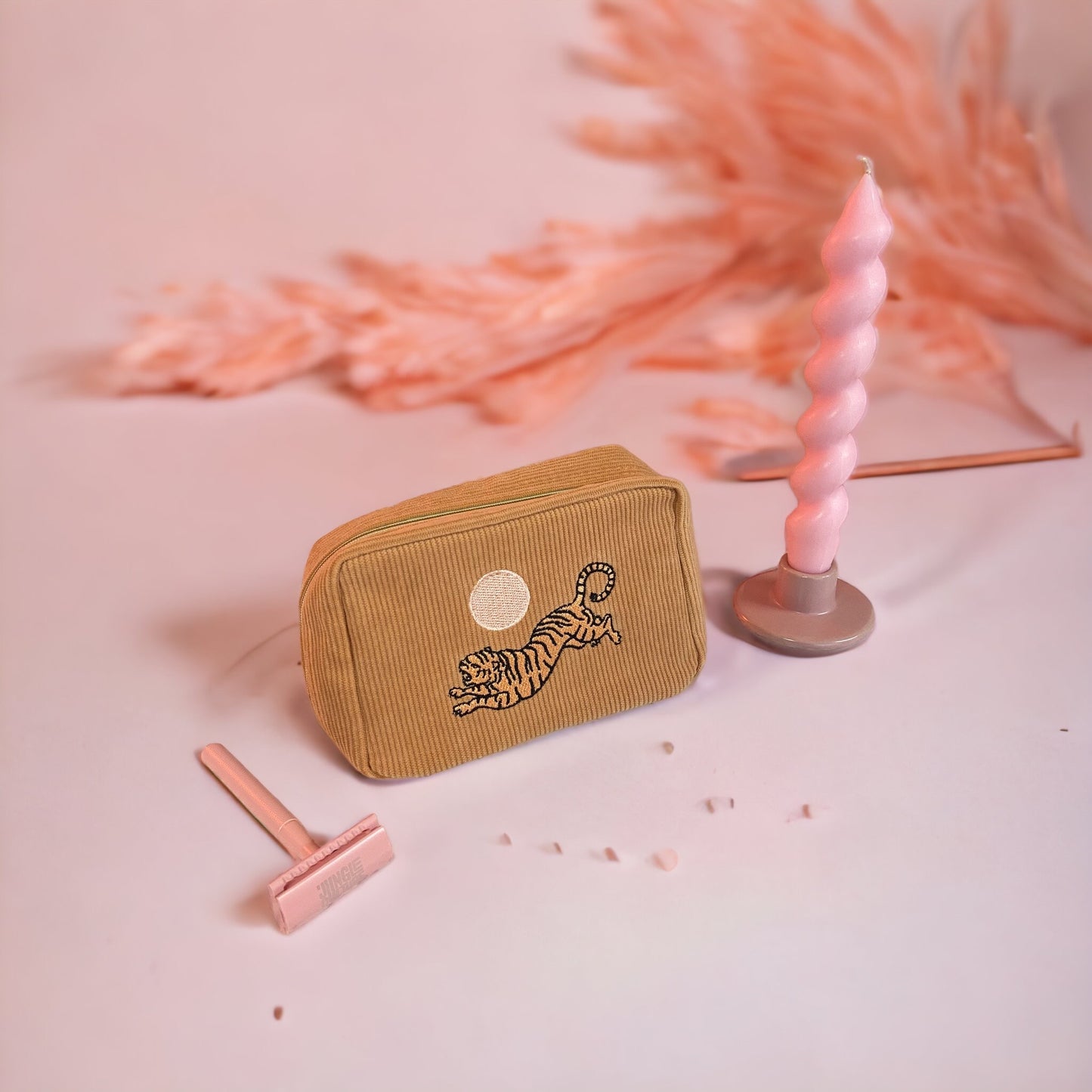 Corduroy Makeup Bag in Dusty Pink