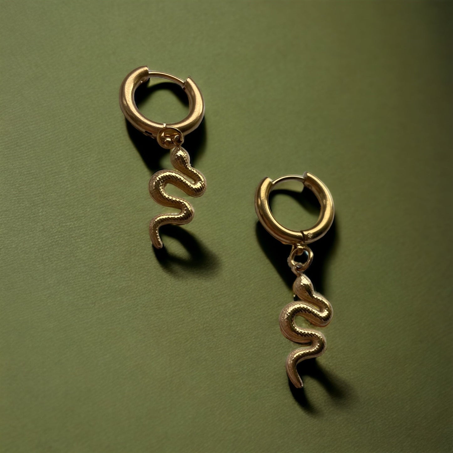 Gold Snake Hoop Earrings