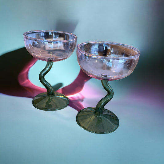 Wiggle Stem Martini Glass - Lilac + Moss