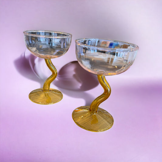 Wiggle Martini Glass - Rose + Amber