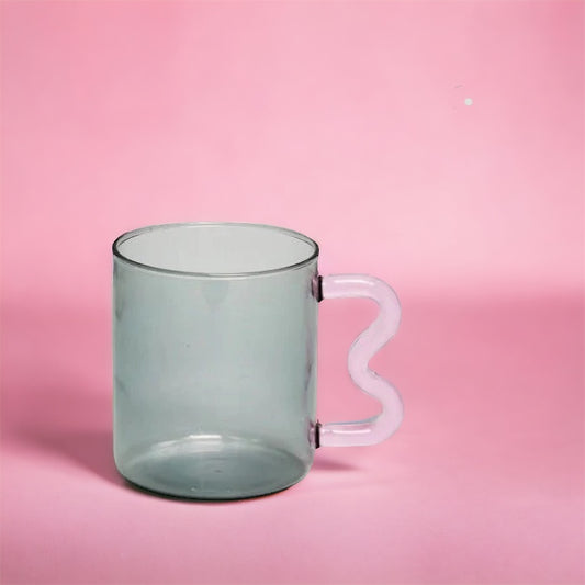 Green & Lilac Wiggle Glass Mug