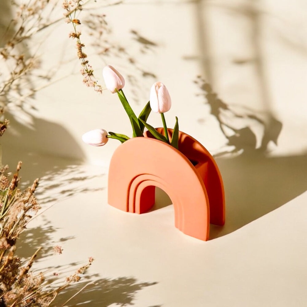 Arch Stoneware Vase in Coral