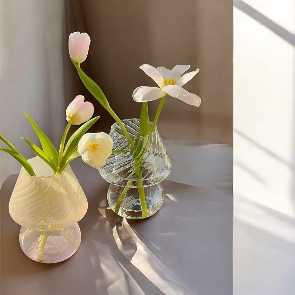 Mushroom Glass Vase/ Tealight Holder in Clear