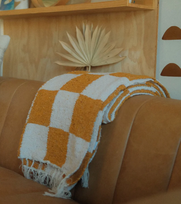 Recycled Checkerboard Throw/ Blanket
