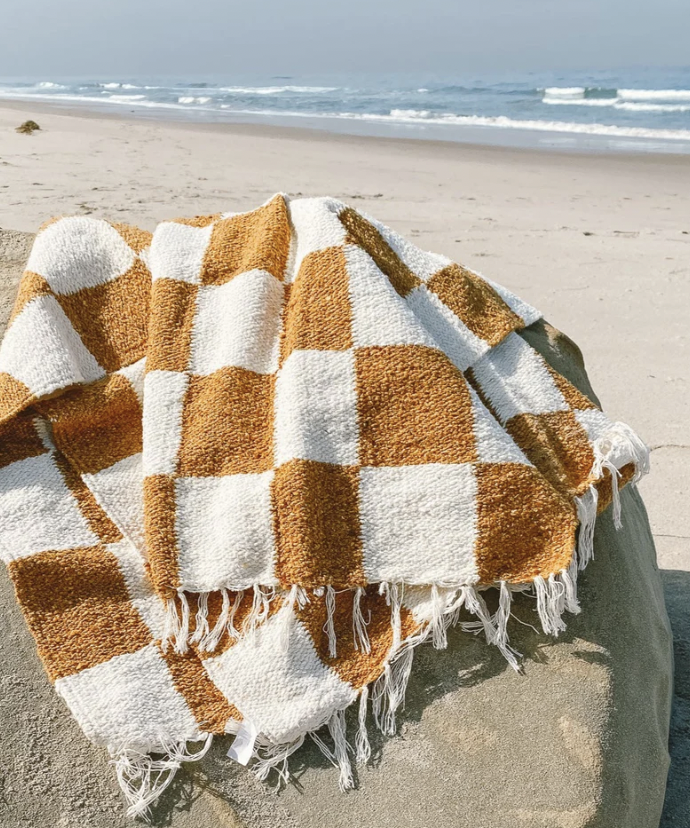 Recycled Checkerboard Throw/ Blanket