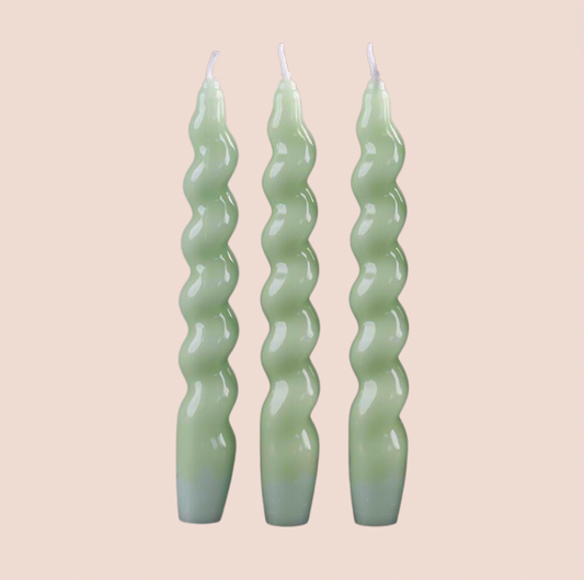 Sage Glossy Spiral Candle