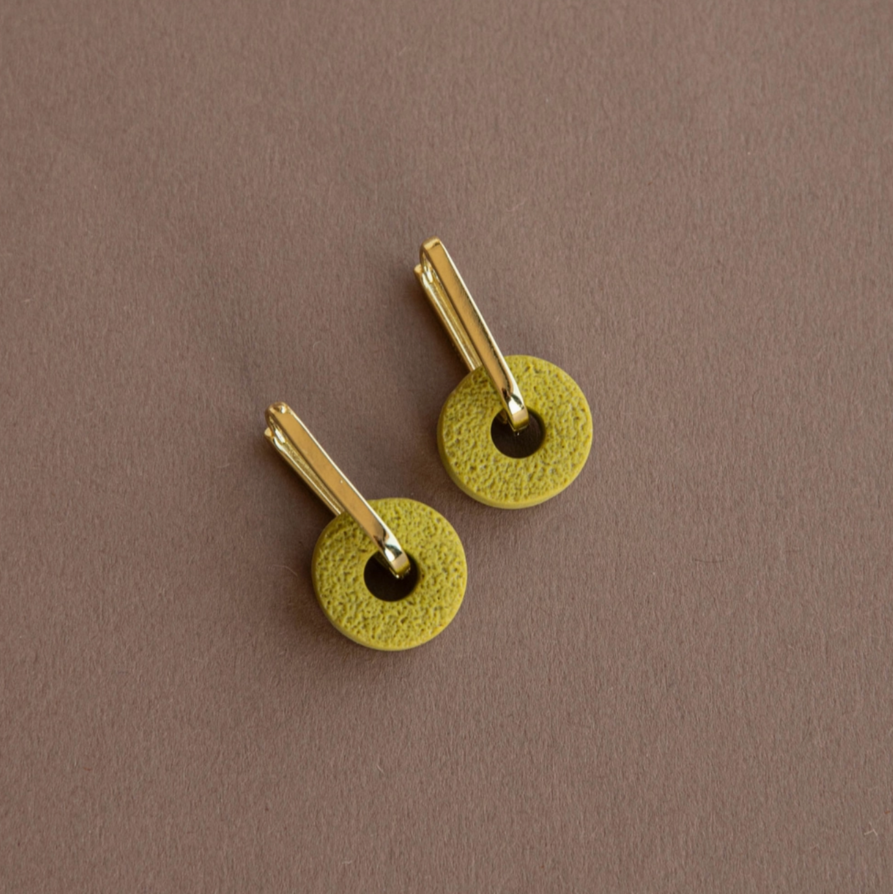 Green 'Surround' Clay Earrings