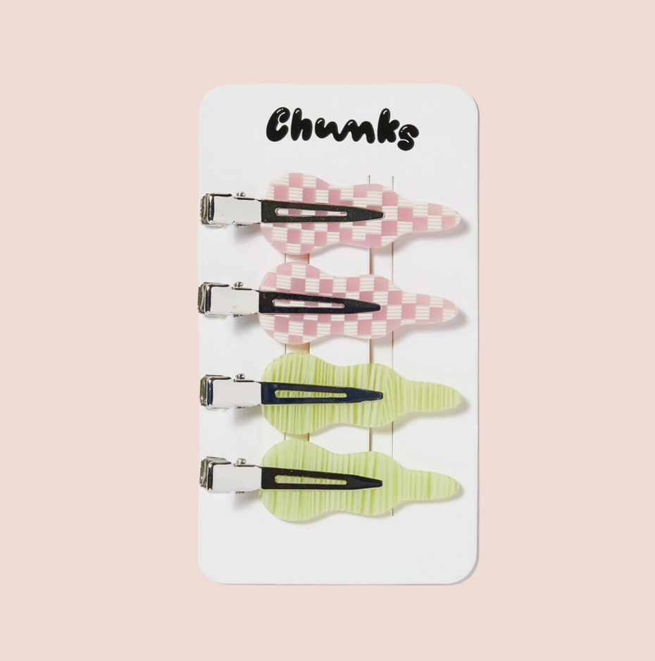 CHUNKS Setting Hair Clip Set in Shortcake & Grass