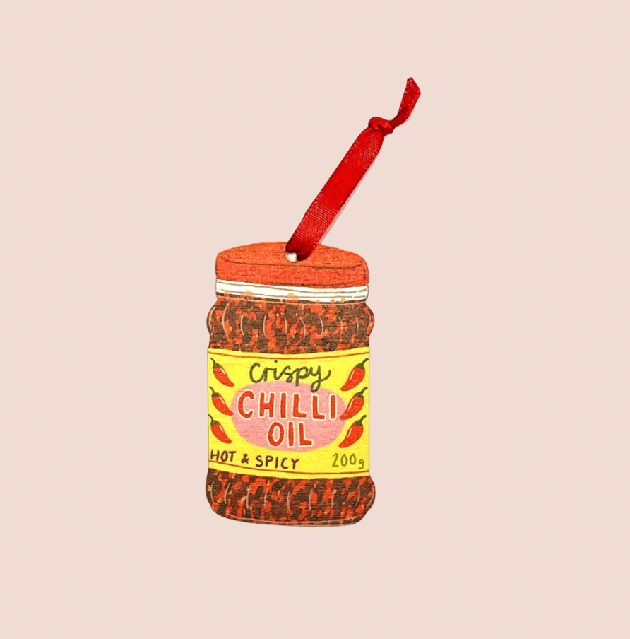 Chilli Oil Jar - Wooden Tree Decoration