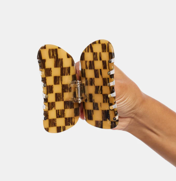 CHUNKS Checkered Hair Claw in Mocha