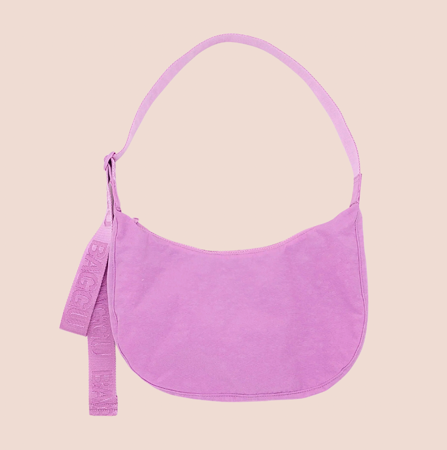 BAGGU Medium Crescent Bag in Pink Peony