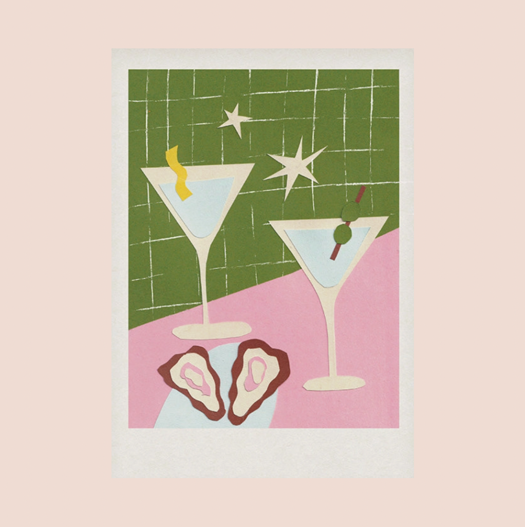 Martini & Oysters A4 Print