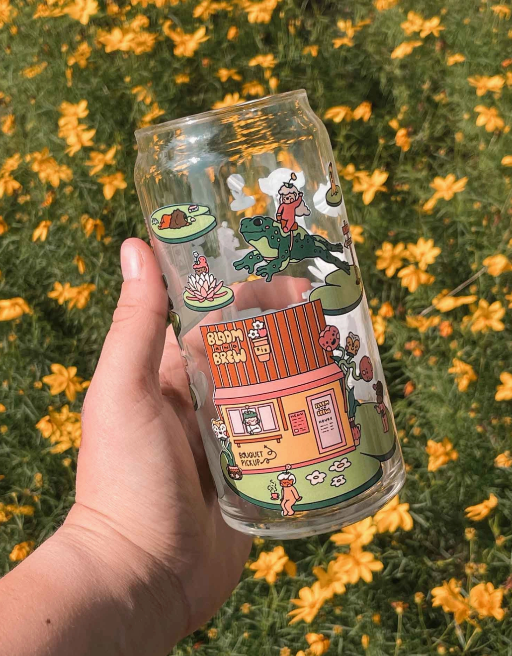 Bloom & Brew Frog Cafe Iced Coffee Glass 20oz