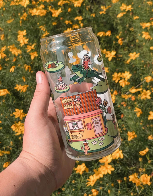 Bloom & Brew Frog Cafe Iced Coffee Glass 20oz