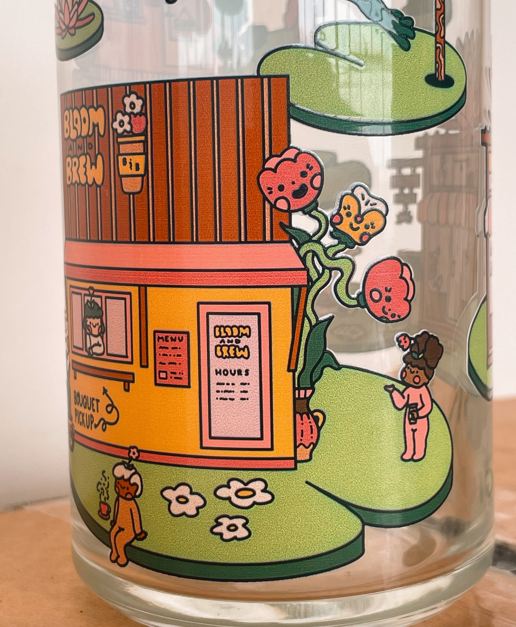 Bloom & Brew Frog Cafe Iced Coffee Glass 20oz