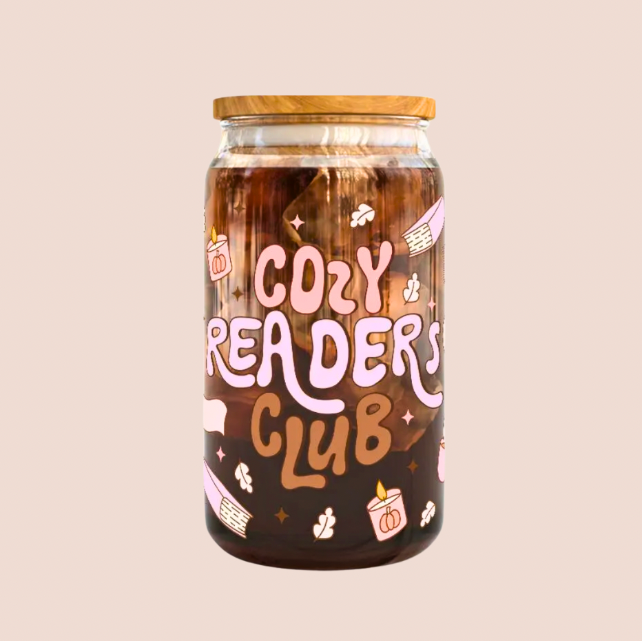 Cosy Readers Club Iced Coffee Glass 16oz