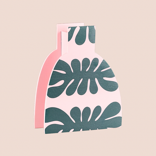 Monstera Painted Wooden Vase