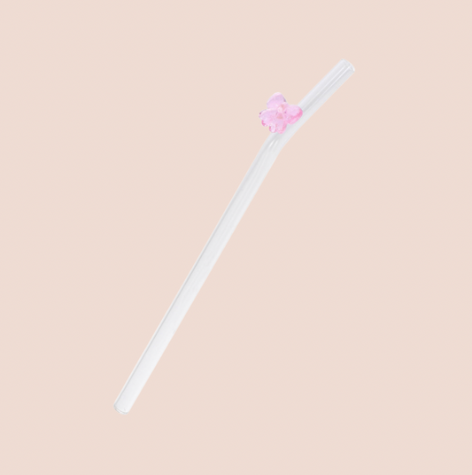 Pink Bow Reusable Glass Straw