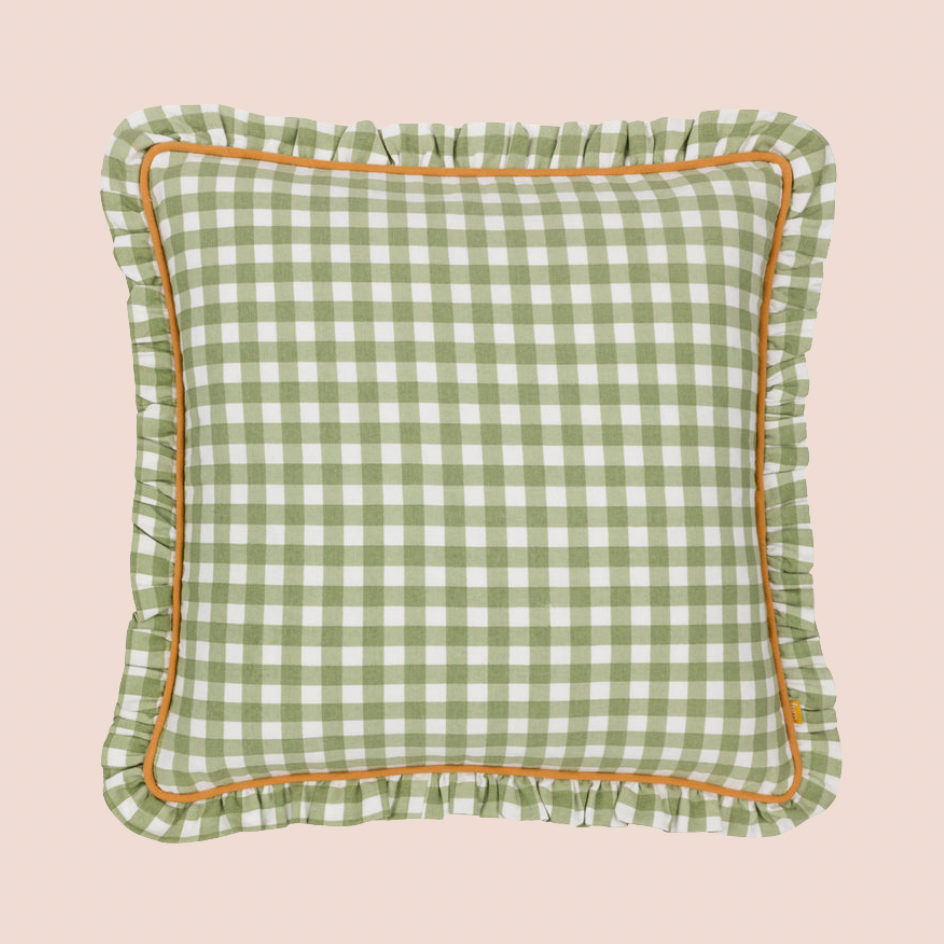 Gingham Light Green Check Cushion