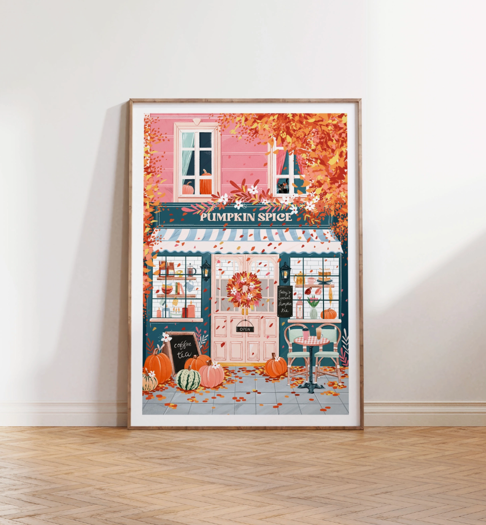 Pumpkin Spice Cafe A4 Print