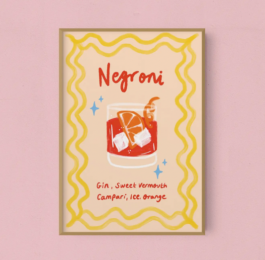 Negroni Cocktail A4 Print