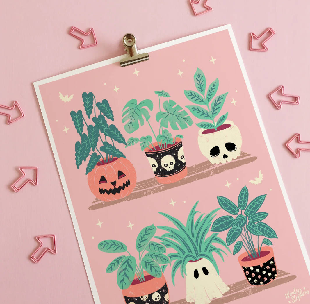 Spooky Halloween Planters A4 print