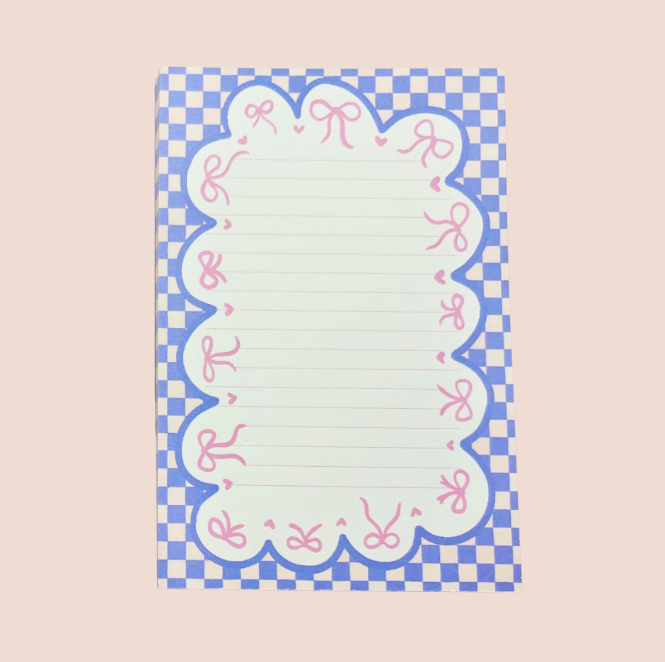 Bow Check Scalloped Notepad