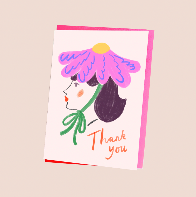 Flower Lady Sketch Thank You Card