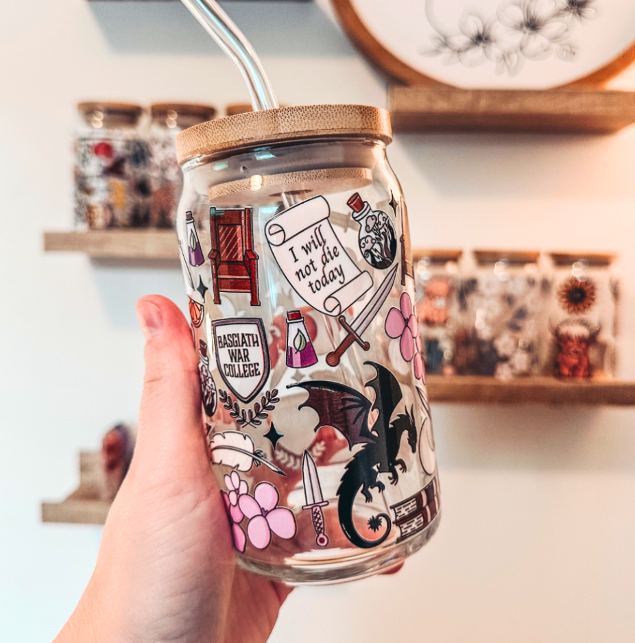 Basgiath Empyrean Fantasy Bookish Iced Coffee Glass 16oz