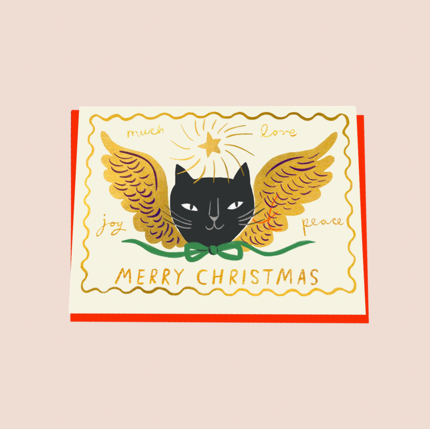Angel Face Foiled Christmas Card