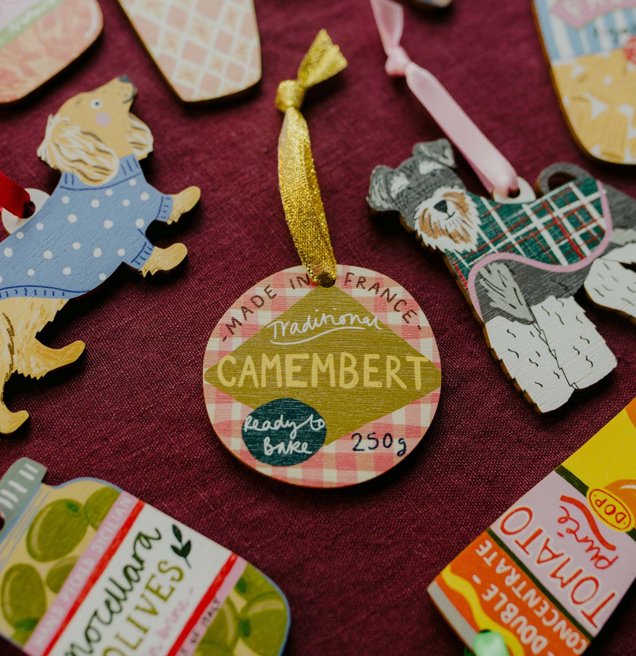 Camembert Cheese - Wooden Tree Decoration