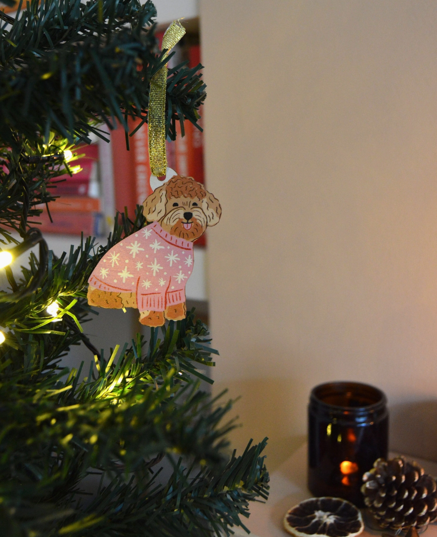 Cockapoo Dog - Wooden Tree Decoration