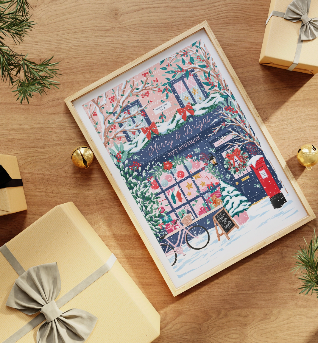 Merry & Bright Gift Boutique A3 Print