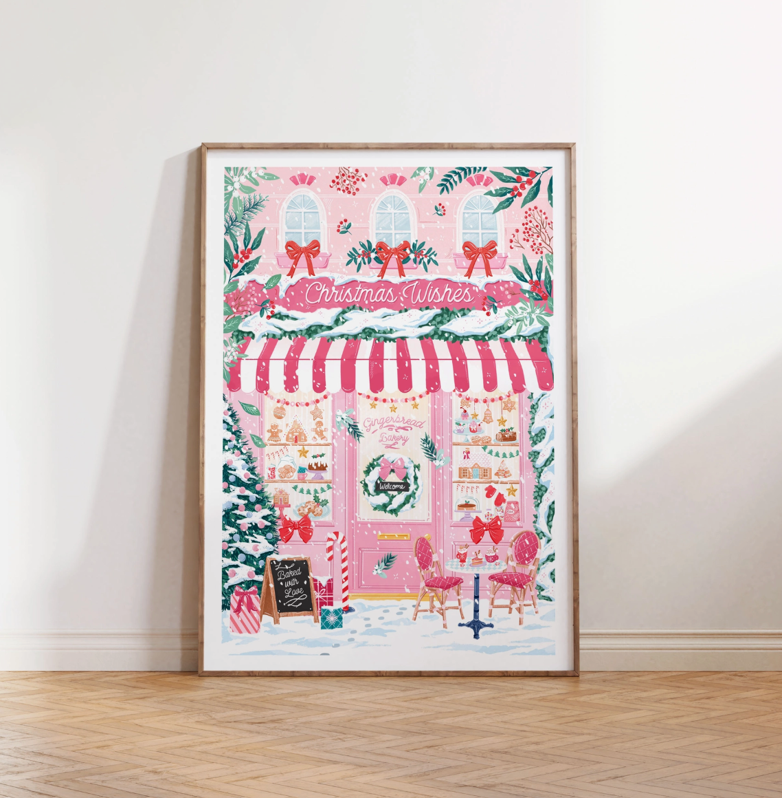 Christmas Wishes Gingerbread Bakery A3 Wall Print