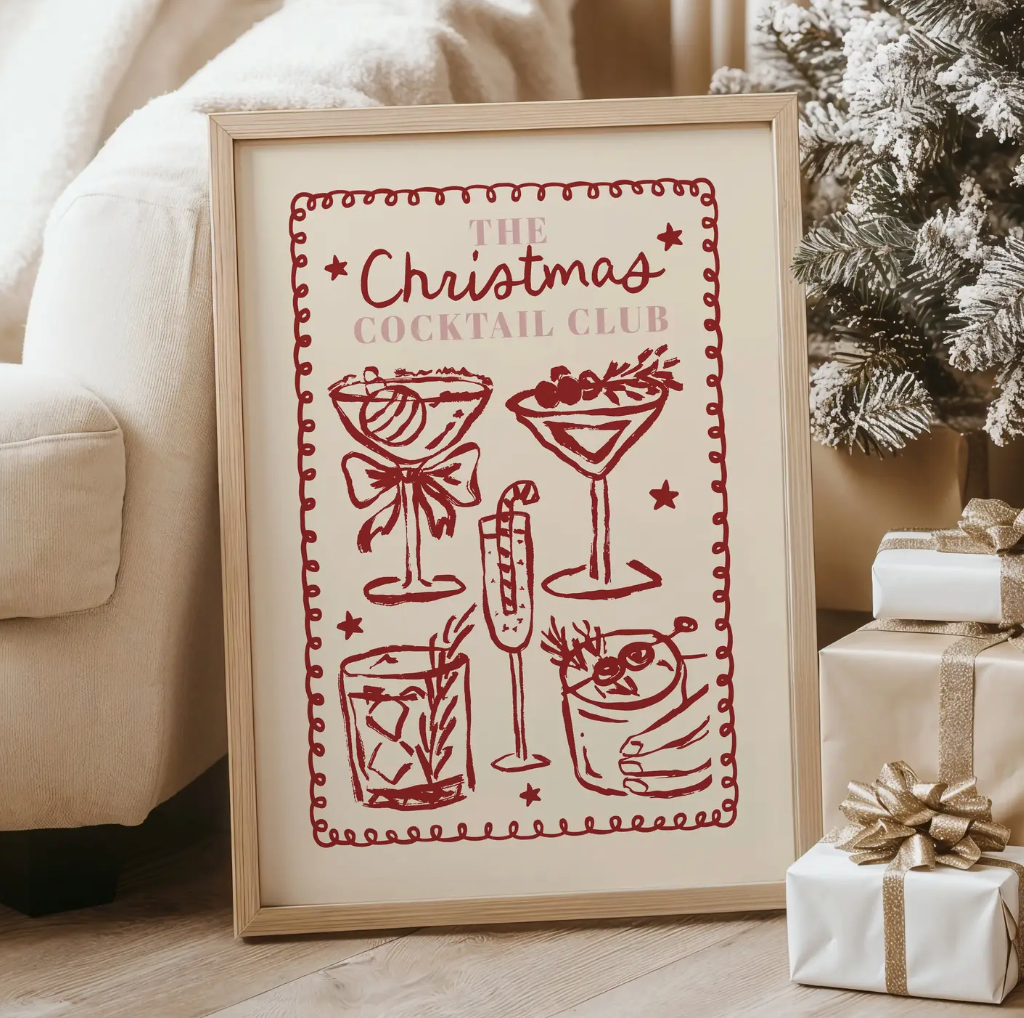 Christmas Cocktail Club A4 Print