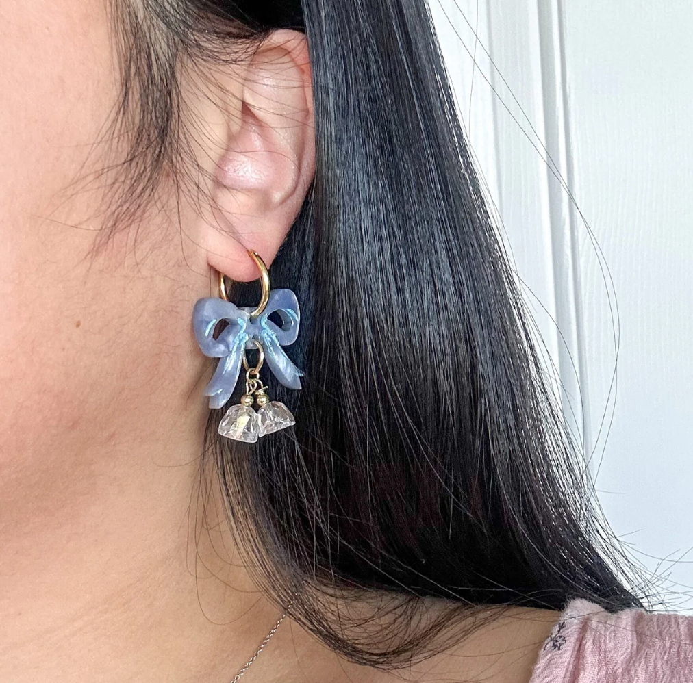 Emerald Bow Handmade Earrings