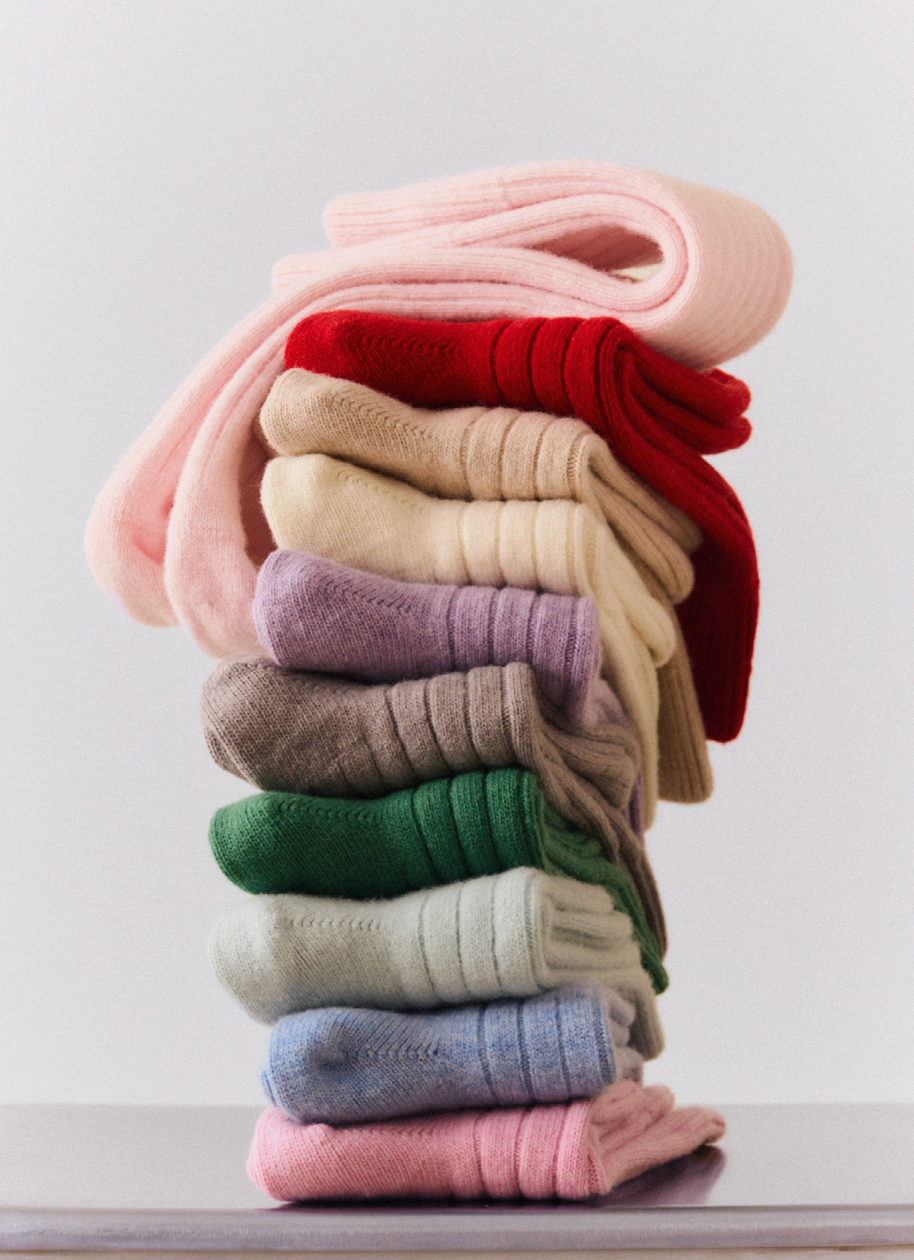 Merino Bed Socks in Parma Violet