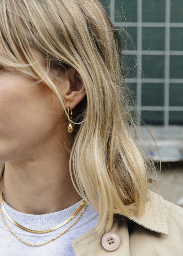 Gold Drop Hoop Earrings