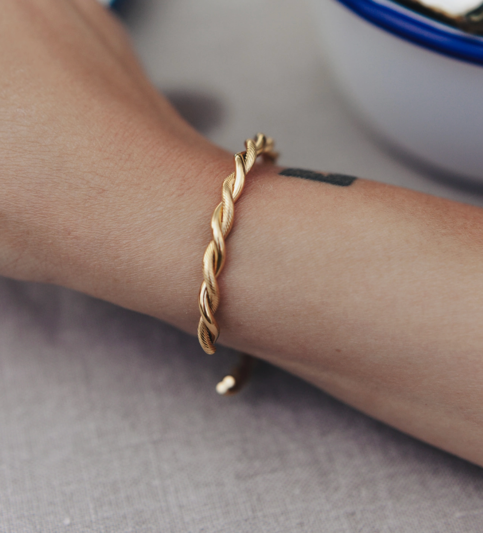 Gold Twist Cuff Bangle