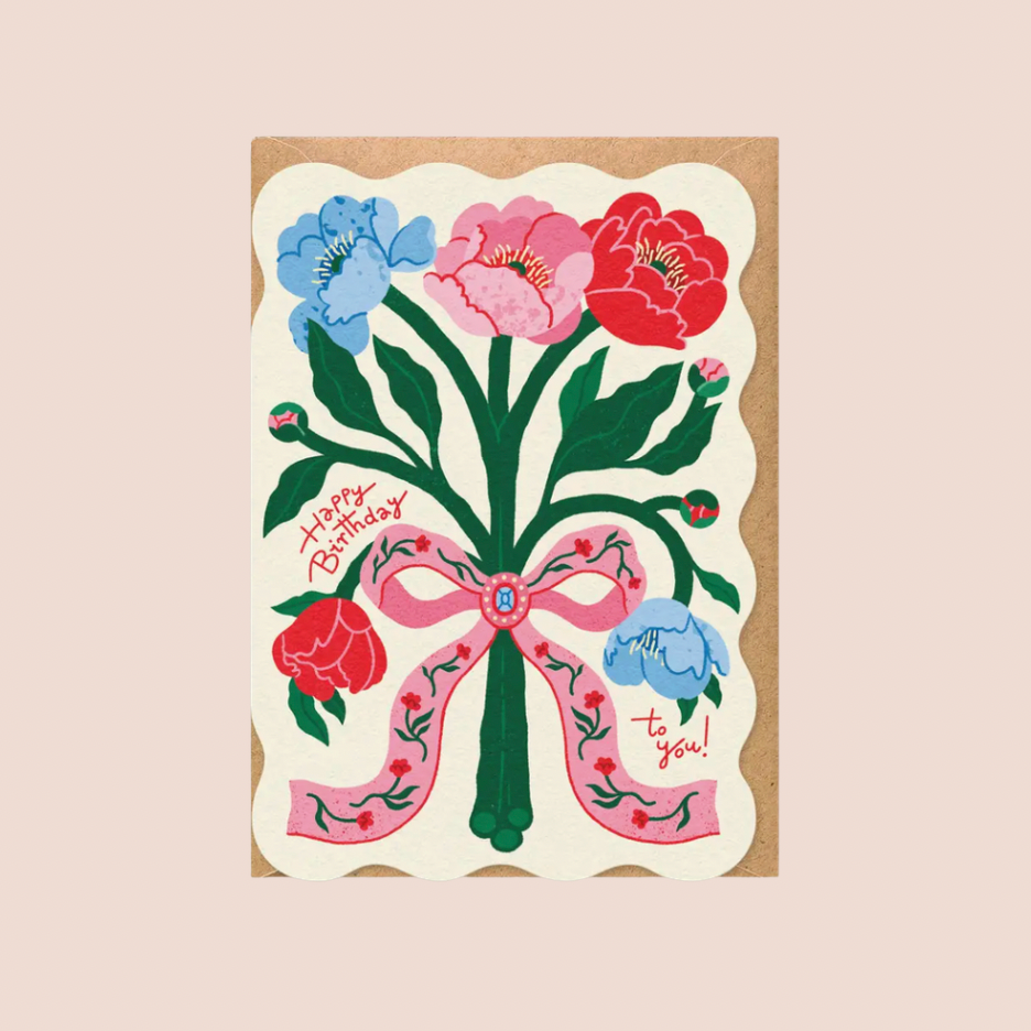 Happy Birthday To You Floral Bow Card