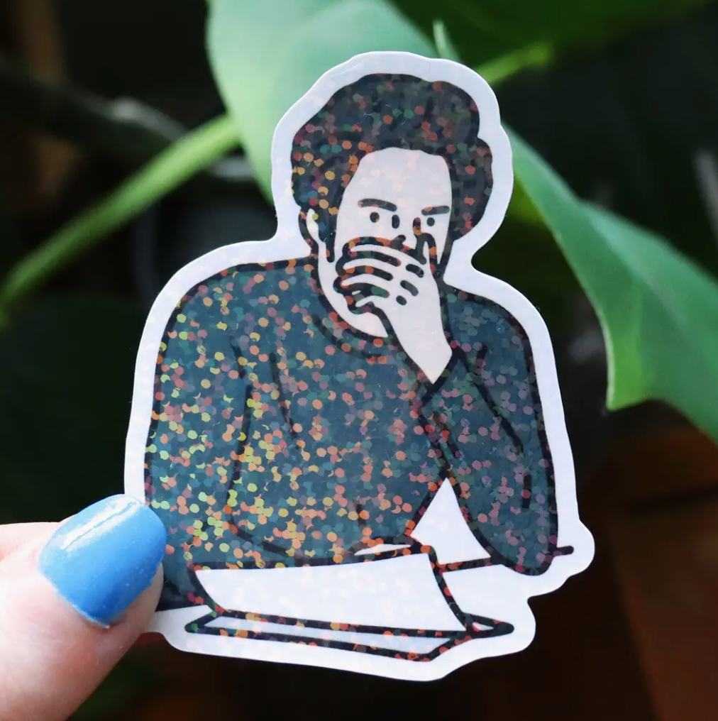 Edward In Class Glitter Sticker