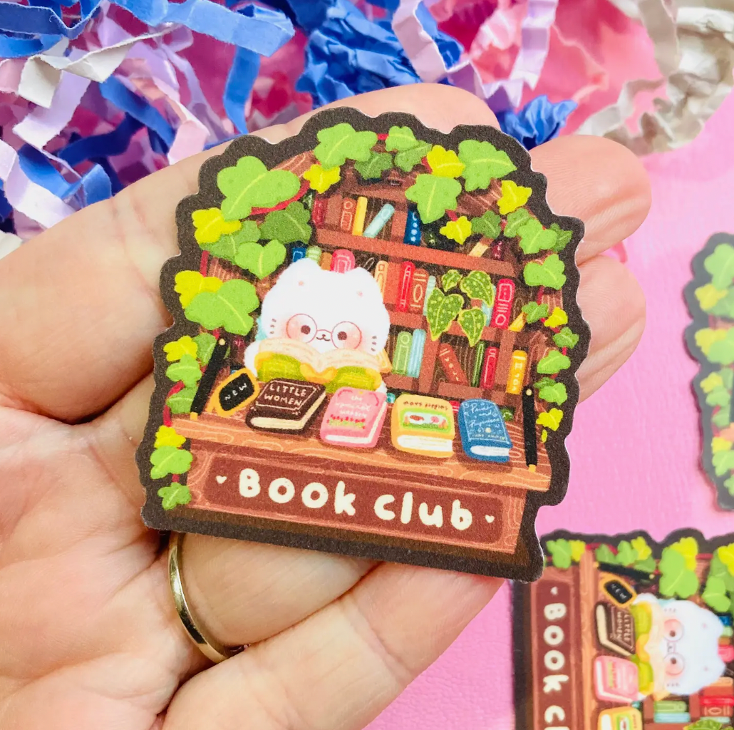 Kawaii Cat Book Club Sticker