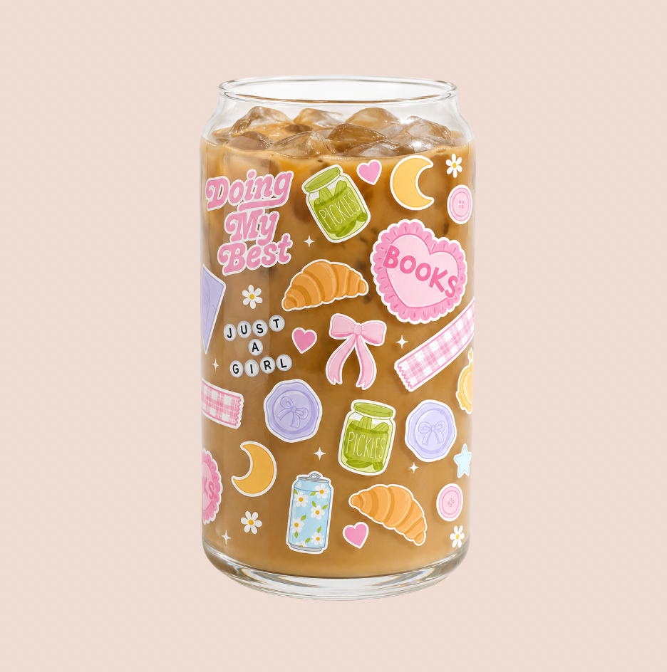 Doing My Best Collage Iced Coffee Glass