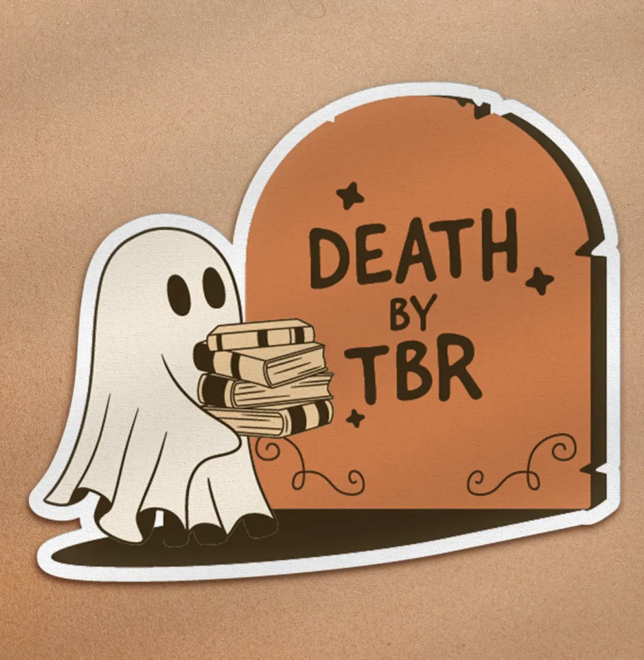 Death By TBR Bookish Ghost Sticker