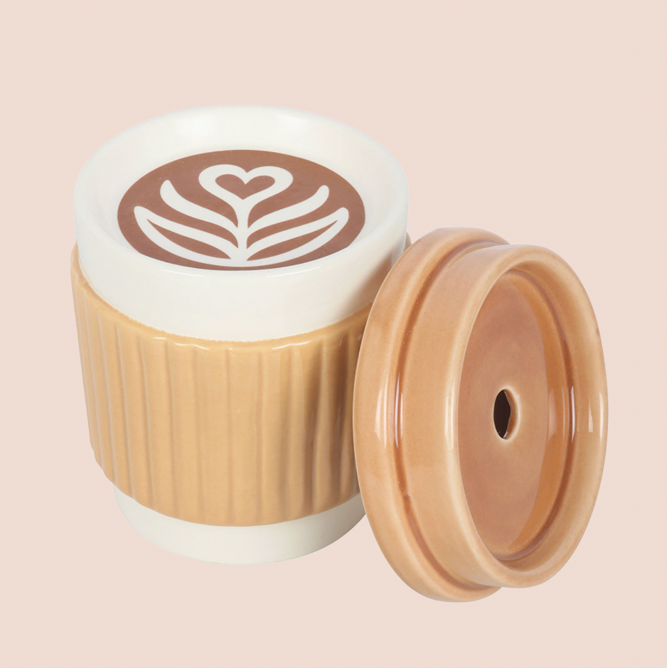 Latte Coffee Cup Ceramic Oil Burner & Wax Melt Warmer